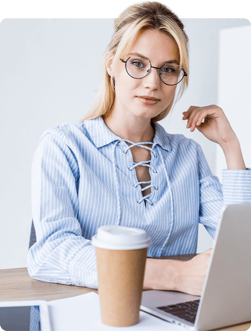 Nonprofit consultant working at her desk